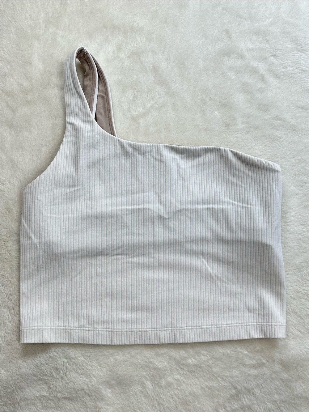 Lululemon Ribbed Nulu Asymmetrical Yoga Tank Top White Size 6 Like New